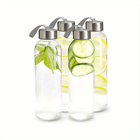 2pcs 16Oz Clear Glass Water Bottles With Rope Leakproof Glass Juice Bottle