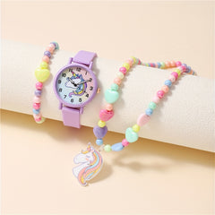 Kids Unicorn Silicone Quartz Watch Set