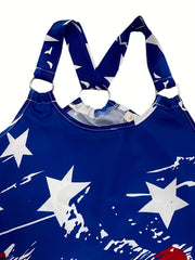Y2K Print Crew Neck Tank Top
