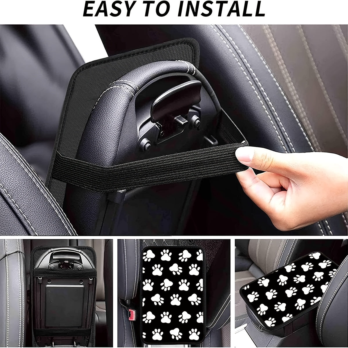 Dog Paw Print Armrest Box Pad Auto Center Console Armrest Protector Cover