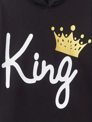 Boys Stylish Crown KING Letter Print Hoodies Fall Kids Sweatshirt