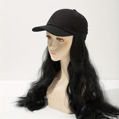 Long Curly Wavy Wig Hat Combo Synthetic Wig Heat Resistant for Daily Use