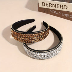 Baroque Rhinestone Headband Wide Head Hoop Glitter Headdress