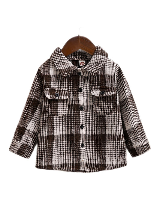 Toddler Plaid Flannel Shirt Long Sleeve Casual Fall Winter Coat Top