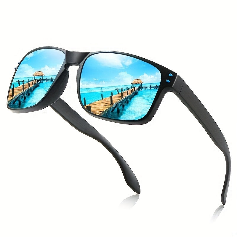 Men's Vintage Square Frame Polarized Sunglasses for Sports Fishing Driving