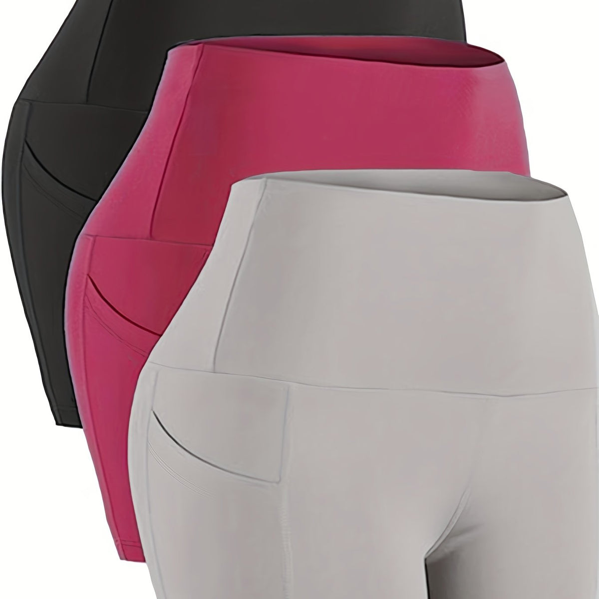 3 Pack Plus Size Tummy Control Biker Shorts Set with Pockets