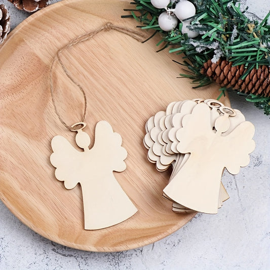 10pcs Wooden Slices Christmas Ornaments Xmas Tree Hanging Cutout Gift Tags