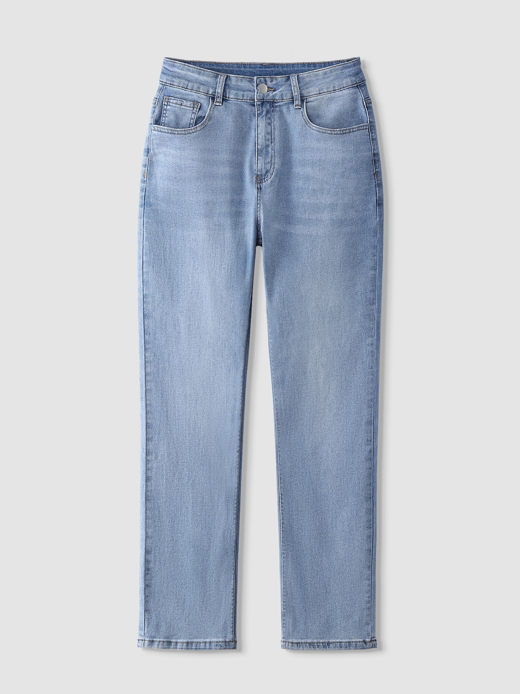  High Rise Straight Leg Denim Pants