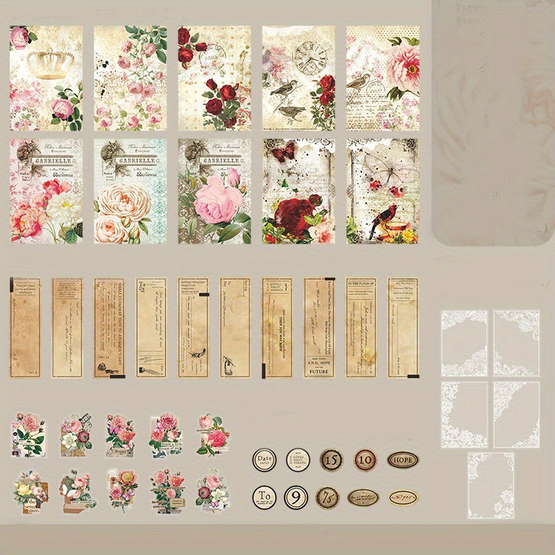 80pcs Retro Hand Account Book DIY Decoration Set