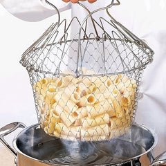 Stainless Steel Foldable Fried Basket Multifunctional Kitchen Gadget
