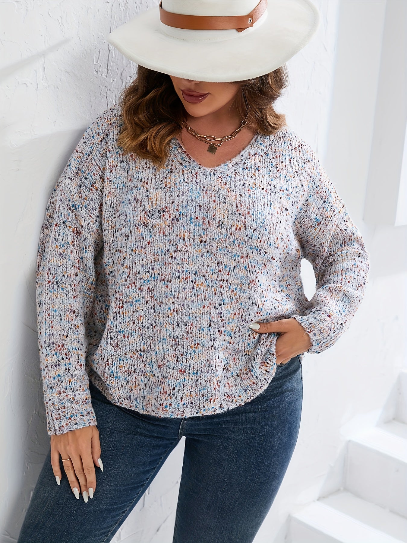  Lantern Sleeve Boat Neck Sweater Women's Plus Casual Pullover