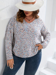  Lantern Sleeve Boat Neck Sweater Women's Plus Casual Pullover