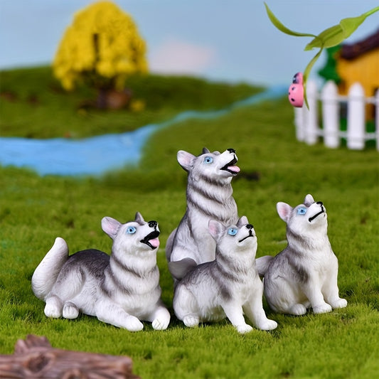 Husky Statue Micro Landscape Decoration - Small Dog Animal DIY Bonsai Accessorie