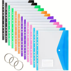 12 Packs of A4 Plastic File Folder Wallet with Iron Rings