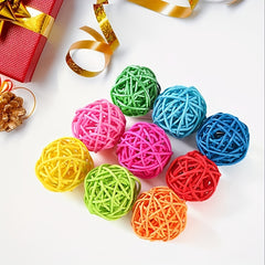 10pcs Parrot Chew Toy Straw Ball for Cage Fun Hanging Ornament