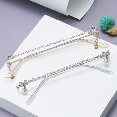 Y2K Bow Star Decor Glasses Frame Rhinestone Lensless Decorative Glasses