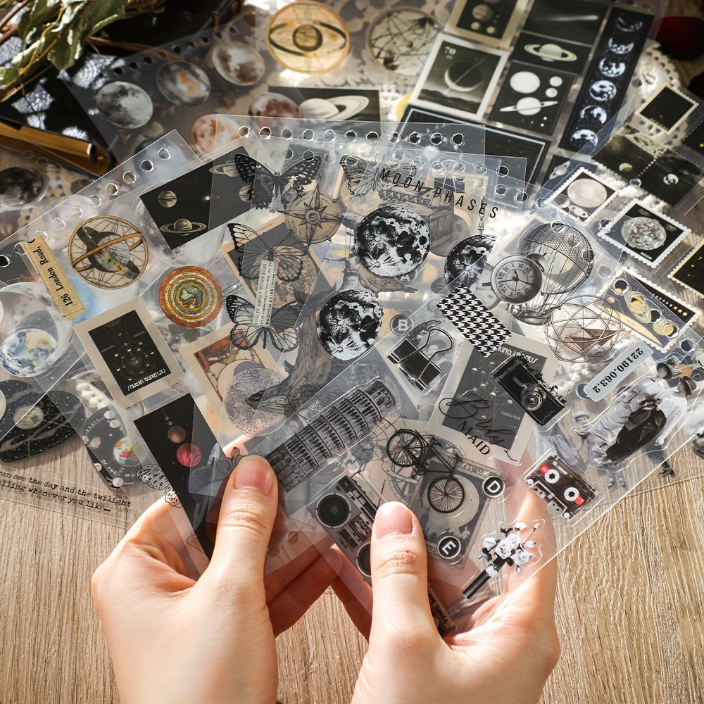 20 Sheets Vintage Starry Sky Stickers Book Set Retro Planet Stickers