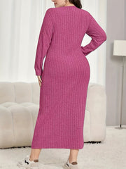  Ribbed Long Sleeve Maxi Dress