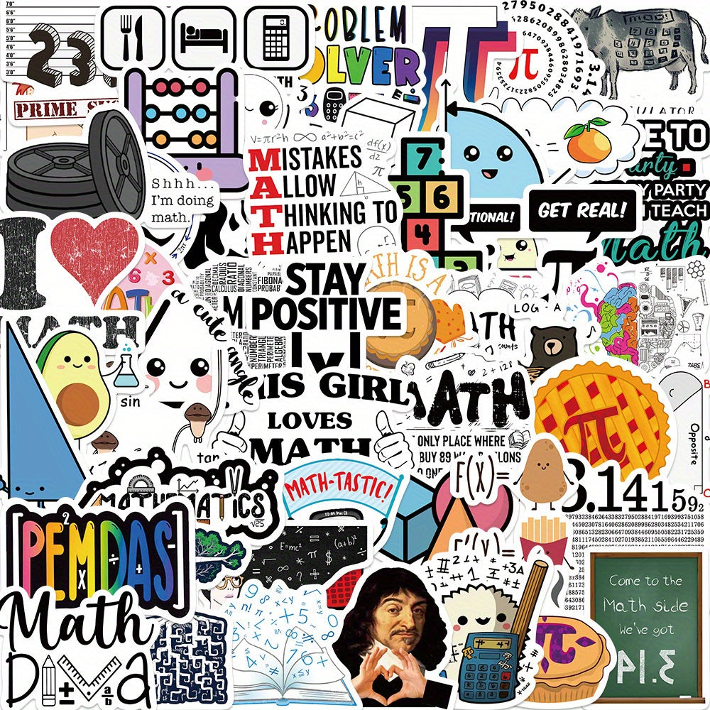 50 Funny Math Formula Stickers for Guitars Water Bottles & More
