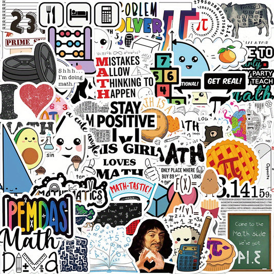 50 Funny Math Formula Stickers for Guitars Water Bottles & More