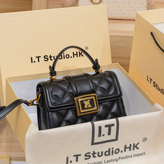 IT Studio HK Women's Quilted Handbag with Magnetic Closure