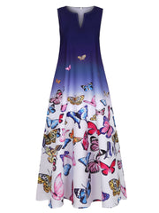  Butterfly Print Gradient Tank Dress