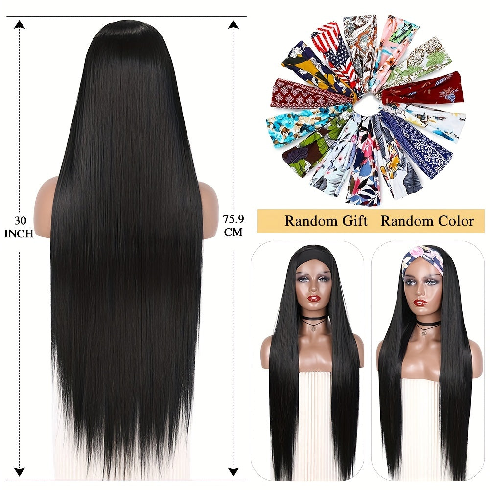 Long Straight Hair Headband Wig for Women