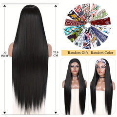 Long Straight Hair Headband Wig for Women