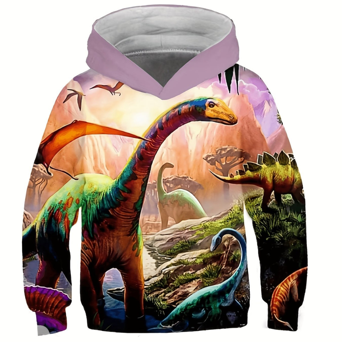 Kids Dinosaur 3D Print Hoodie Unisex Yellow Army Green Tops