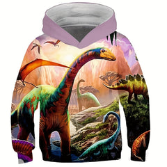 Kids Dinosaur 3D Print Hoodie Unisex Yellow Army Green Tops