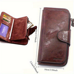 Classic Vintage Women'S Long Wallet Red with Zipper & Snap Closure