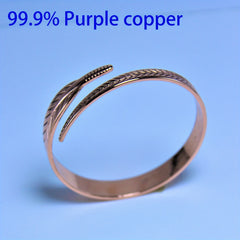 Copper Bangle With Feather Accents - Stylish and Versatile Jewelry Piece