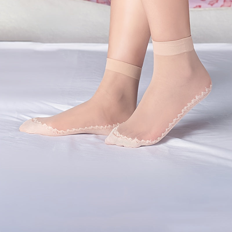 14 Pairs Lace Mesh Socks Non Slip Women's Stockings