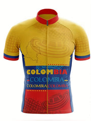 Colombian Letter Print Men's Zip Up Cycling Jersey