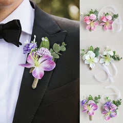 2pcs Lilac & Lily Floral Wrist Corsages Purple