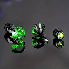 Double Sided Faux Diamond Stud Earrings for Men