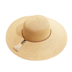Boho Sun Hat Tassel Chain Decor Straw Beach Hat