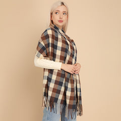 Women's Plaid Scarf Warm Shawl Long Tassel Scarf