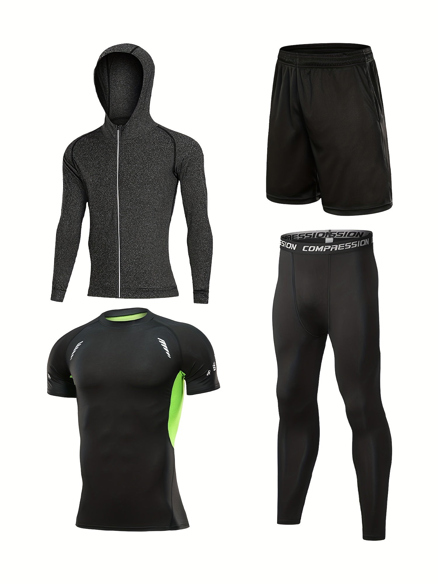 Men's Hooded Jacket Hoodie Set Quick drying Gym Outfit