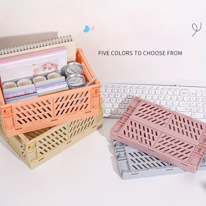 Mini Folding Plastic Storage Box Desktop Cosmetic Organizer