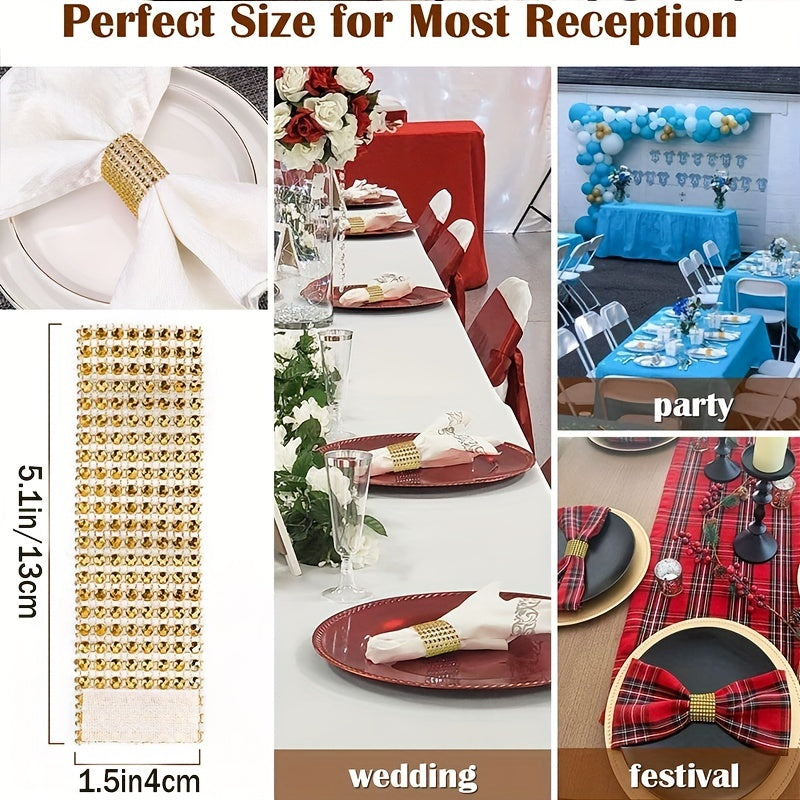 6pcs Rhinestone Napkin Rings for Parties, Weddings, and Gatherings