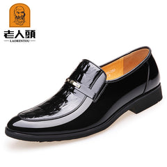 Crocodile Embossed Formal Dress Shoes Slip On Derby For Wedding Business