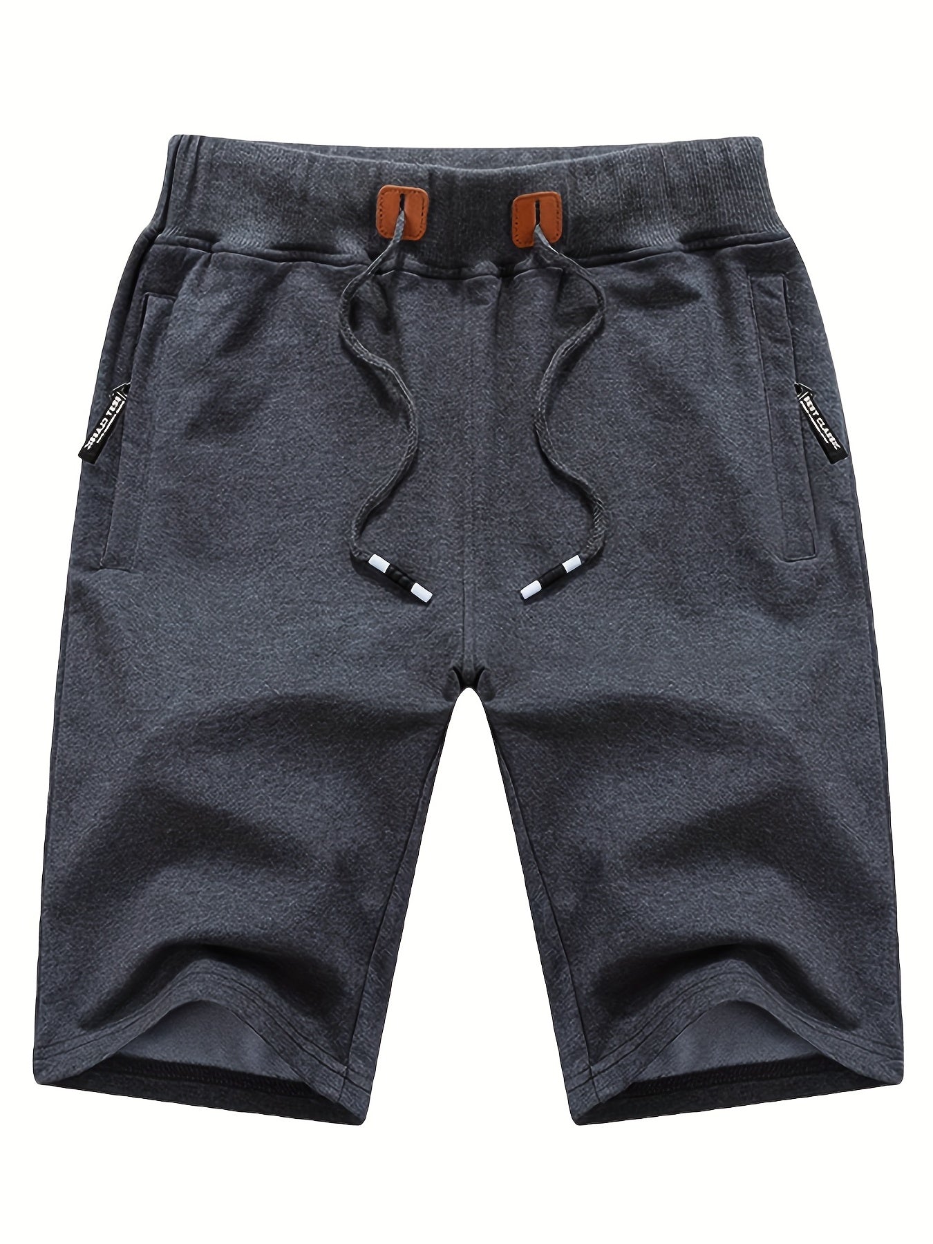 Men's Drawstring Elastic Waist Beach Shorts with Zip Pockets