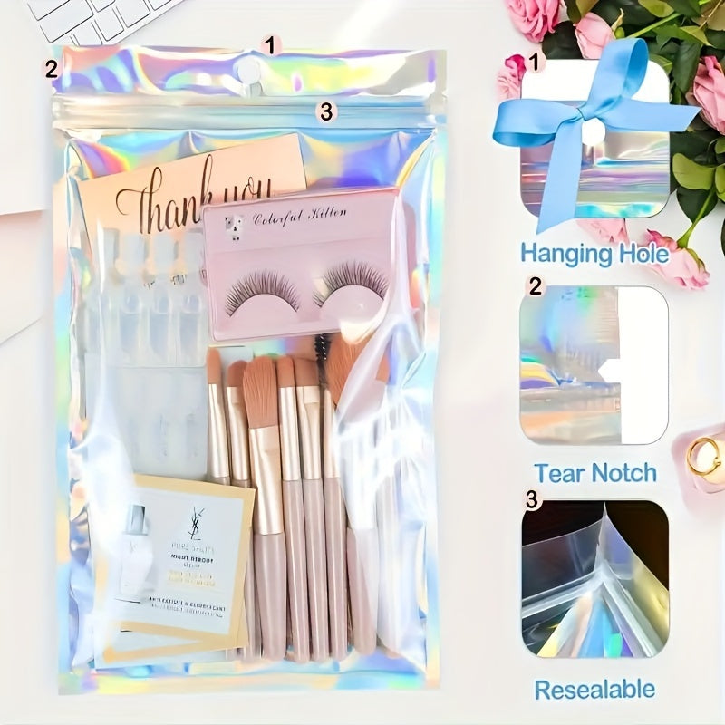 50pcs Holographic Self-sealing Packaging Bags for Phone Cases & Accessories