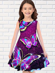 Girls 3D Print Butterfly Princess Dress