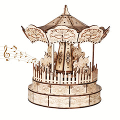 3D Wooden Puzzle Carousel Music Box Festive Christmas Gift
