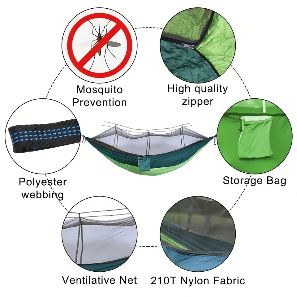 Portable Hammock With Mosquito Net Lightweight Parachute Fabric Outdoor Camping