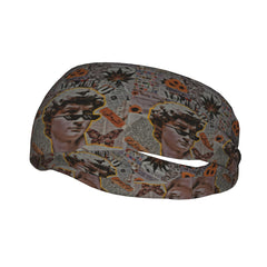 Cartoon Print Sports Headband Sweat Wicking Stretchy Breathable Polyester