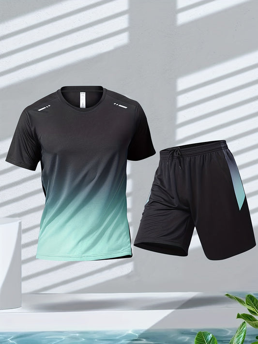 2pcs Gradient Basketball Training Suit with Shorts
