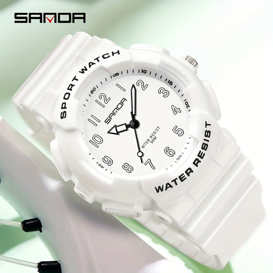SANDA Unisex Sports Watch Outdoor 5ATM Digital Analog TPU Strap